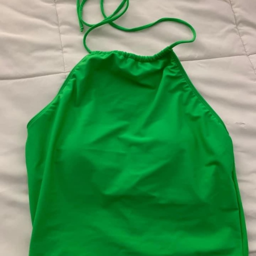 KJ green halter style swim top